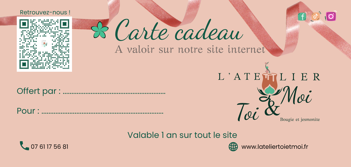 Carte Cadeau L'atelier toi & moi