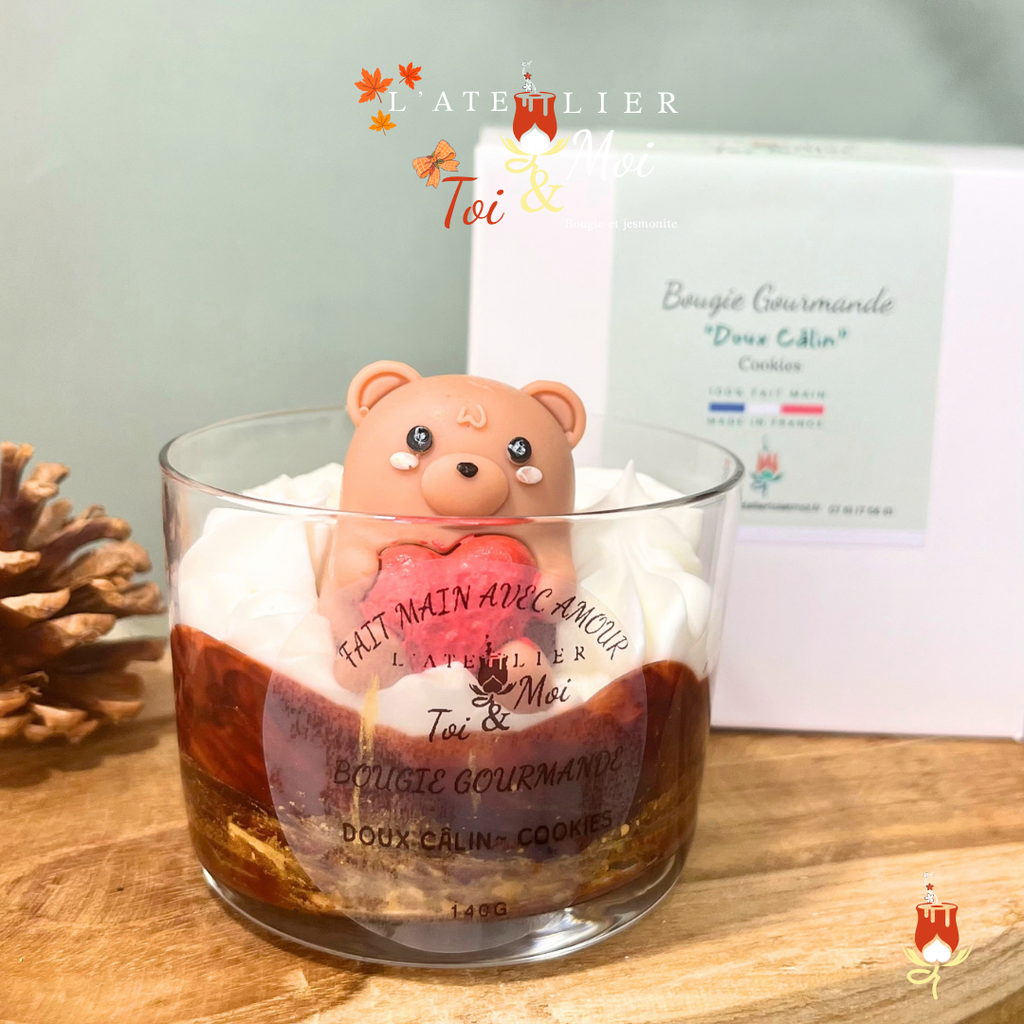 Bougie gourmande Doux Câlin, parfum Cookies, faite main