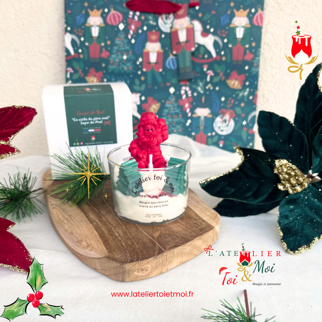 Bougie Visite du Père Noel - Sapin de Noel