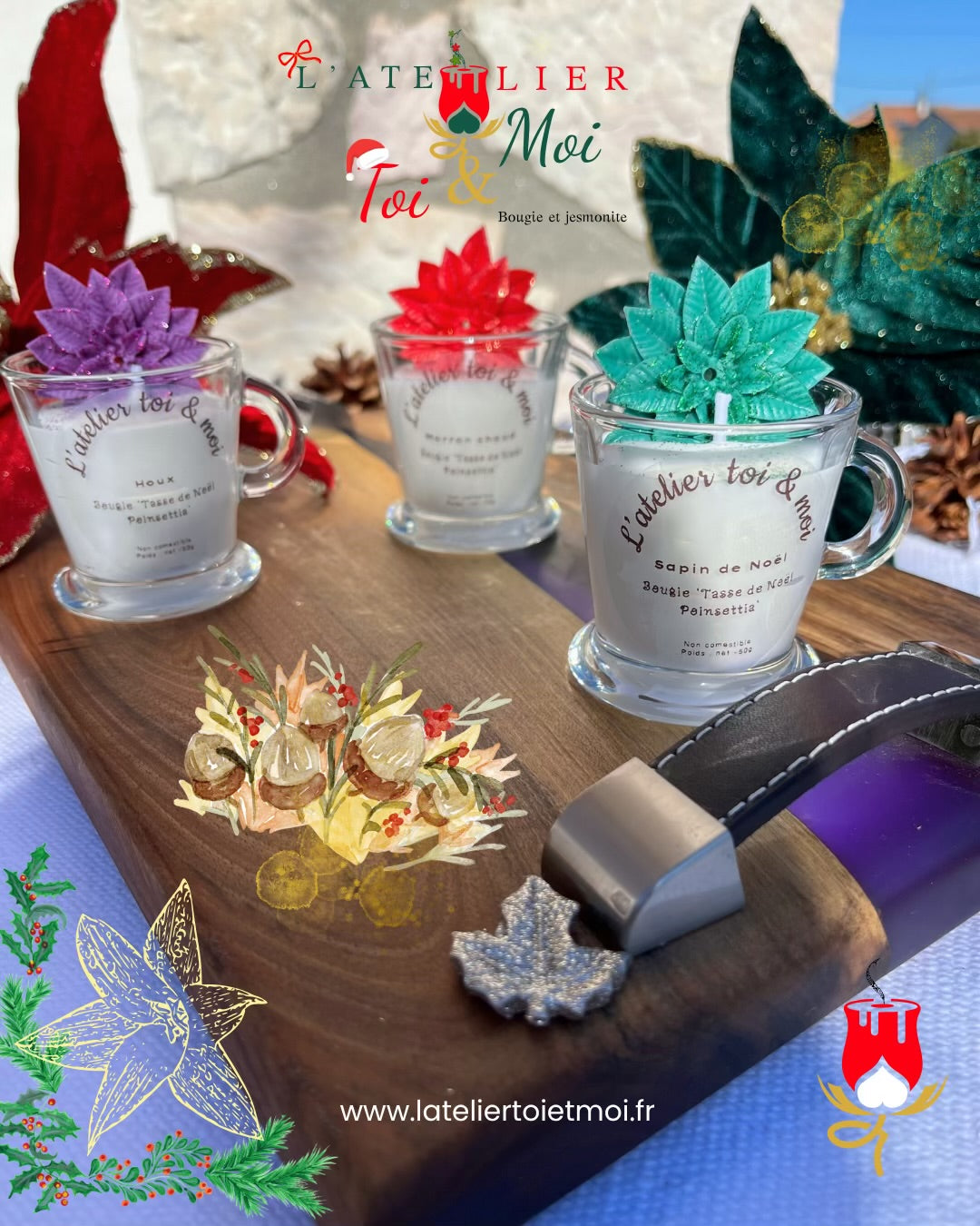 Bougie Tasse poinsettia