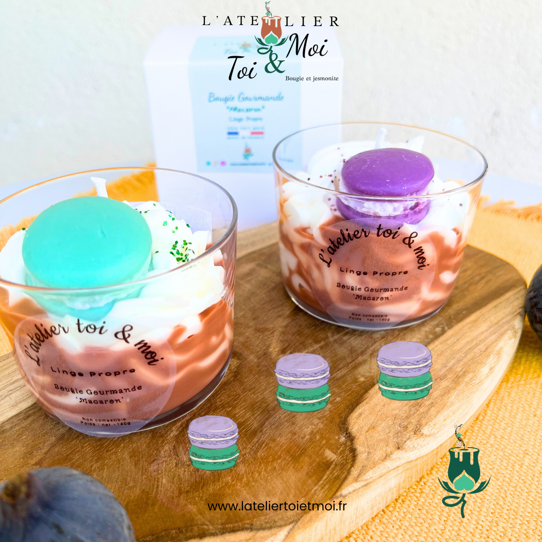 Bougie Macaron - Linge propre